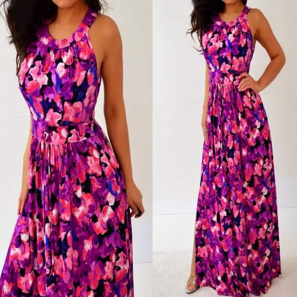 Calvin Klein Dresses & Skirts - Calvin Klein Pink Purple Blue Long Maxi Dress 8 M
